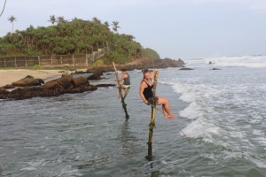 Stick fishing in Weligama